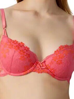 Etam Somptueuse No. 9 Lace Push Up Underwire Bra 36B Pink Red NWT